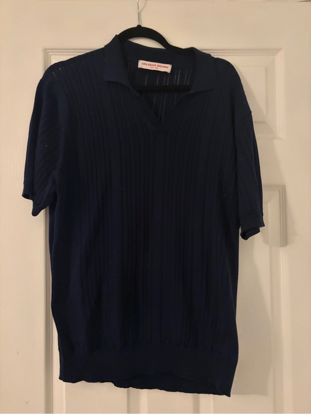 Orlebar Brown Deep Navy Short-Sleeve Ribbed Polo